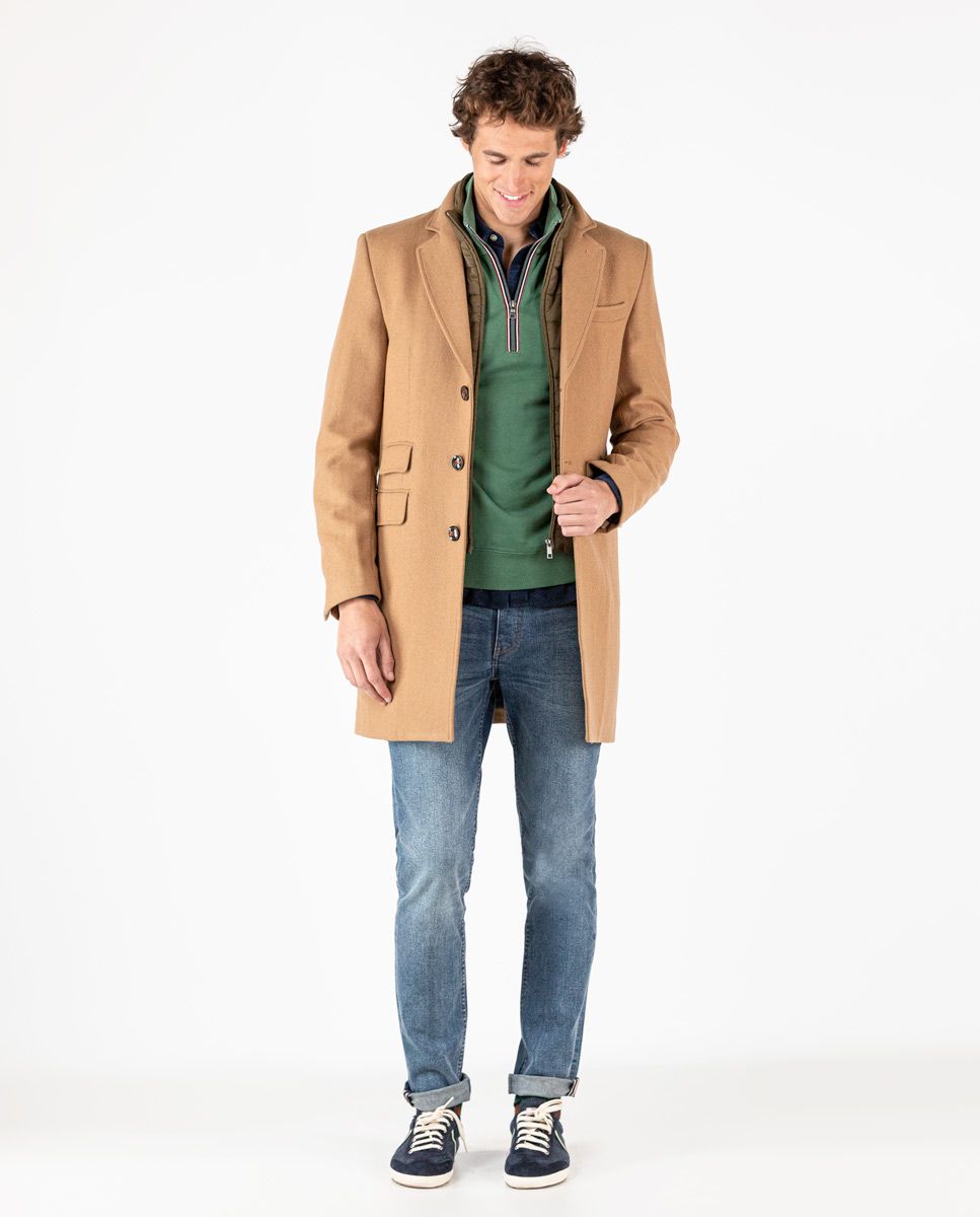Abrigo de sales pa帽o camel